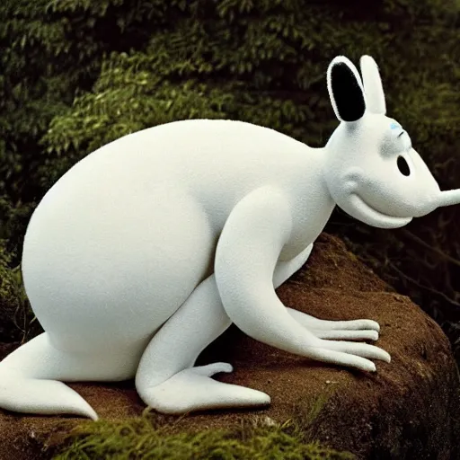 Image similar to stinky from the moomins in real life, photograph, realistic, very detailed!