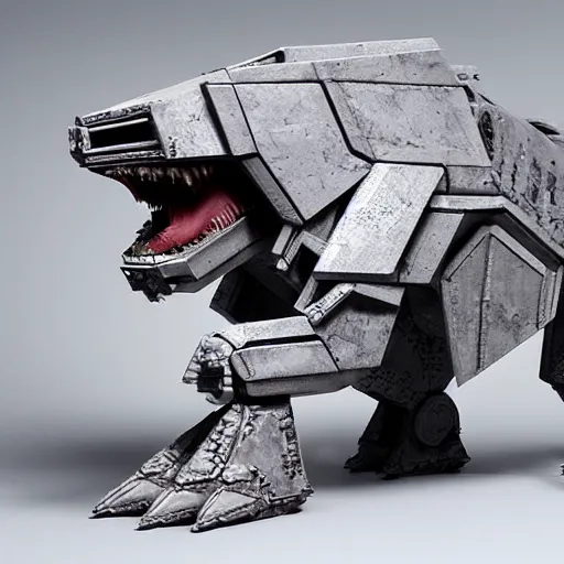 Prompt: a fusion between the tarrasque and an AT-AT, flat grey color, CG