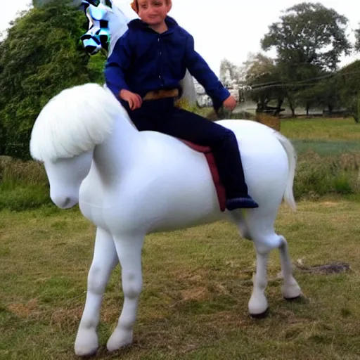 Image similar to ctuhulhus and tom cruises son riding an unicorn