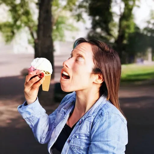 Image similar to a woman with ice cream for hair