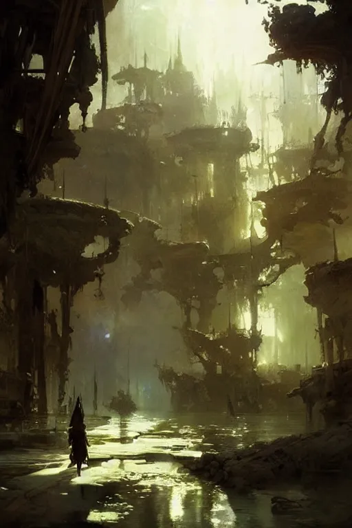 Image similar to a fantasy concept artwork depicting the city of sothis in osirion by anders zorn, craig mullins and greg rutkowski, beautiful cinematic light