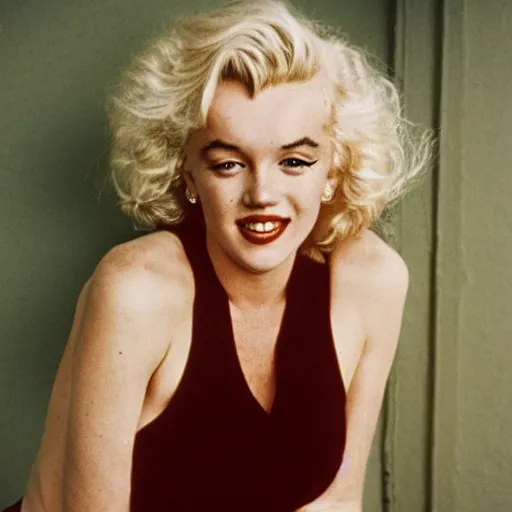 Prompt: photo of a 1980s young woman who is Marilyn Monroe