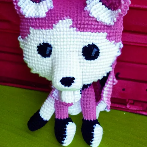 Prompt: cure crochered fox