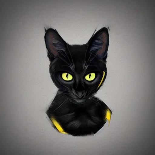 Prompt: high quality art of black cat with blue and yellow eyes, digital art, trending on artstation