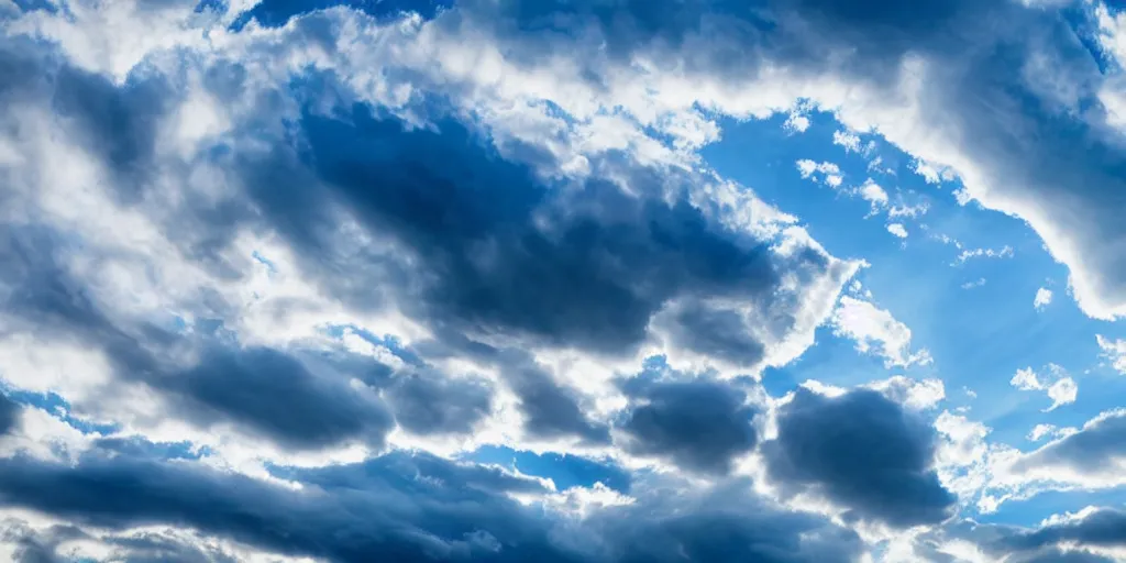 Prompt: blue sky with spiral smoky clouds, curvy clouds, deep blue sky