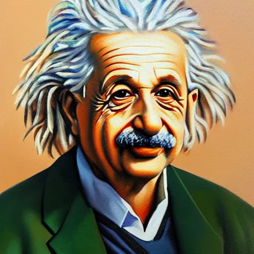 Prompt: a professional and detailed oil painting portrait of Albert Einstein