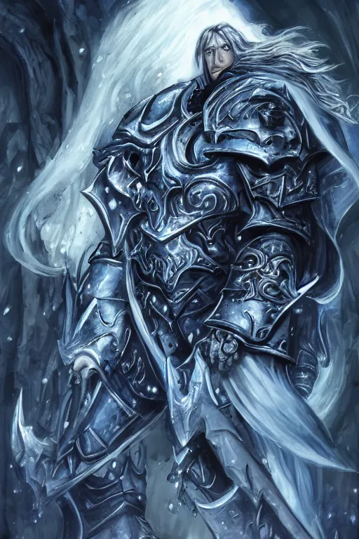 Image similar to Arthas in the style of Ayami Kojima,