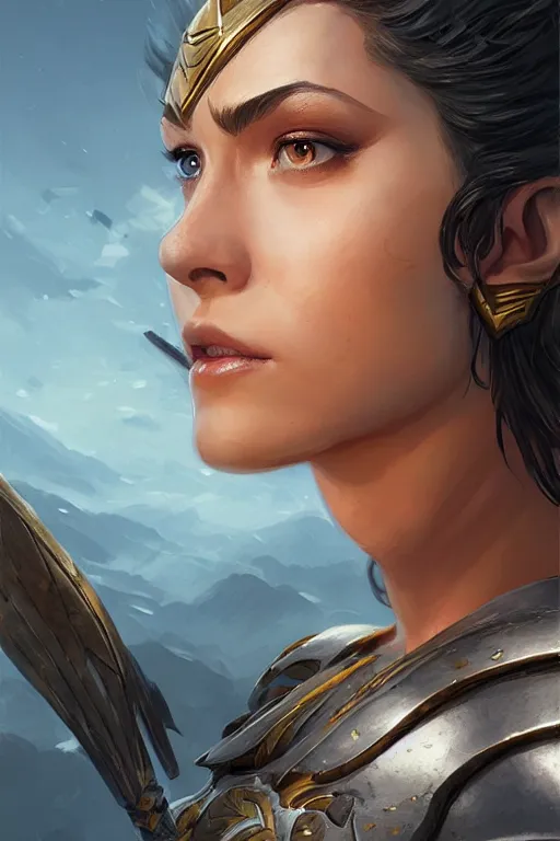 Image similar to amazon valkyrie athena, d & d, fantasy, portrait, highly detailed, headshot, digital painting, trending on artstation, concept art, sharp focus, illustration, art by artgerm and greg rutkowski and magali villeneuve