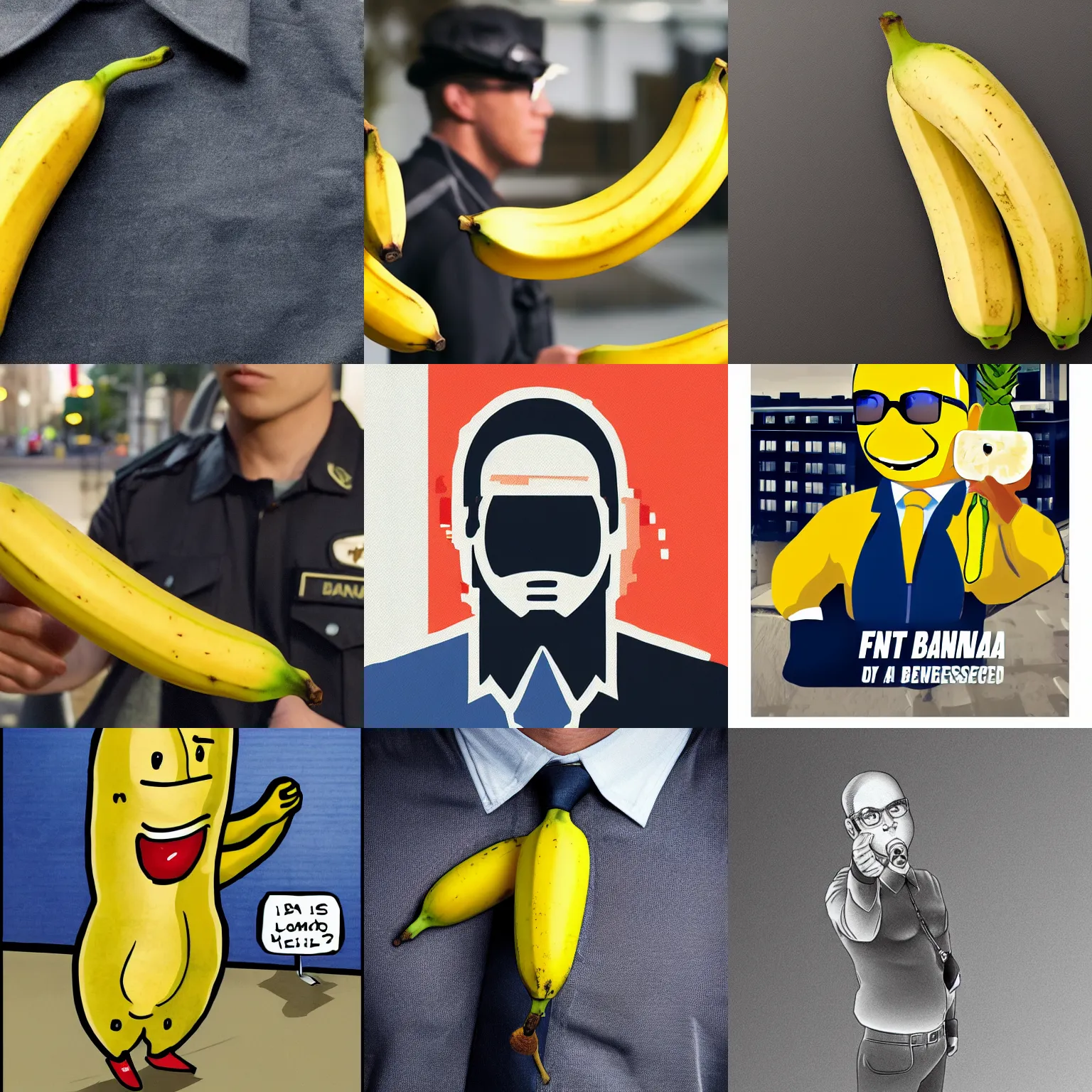 Prompt: a banana as a fbi agent