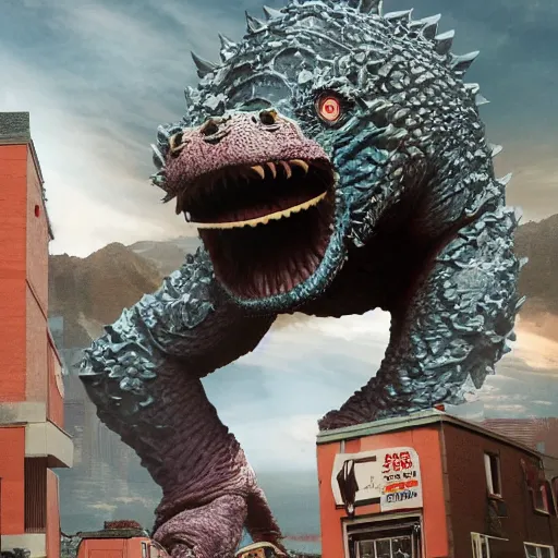 Image similar to toei productions kaiju danny devito as a giant monster. devitozilla