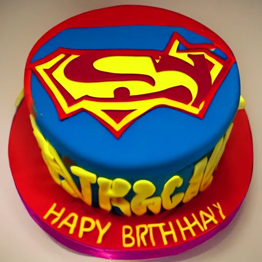 Image similar to cheap superhero birthday cake, kodak film,