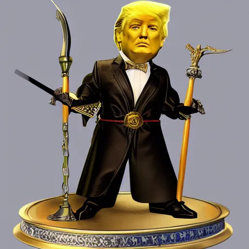 Prompt: Donald Trump holding a fancy broadsword, photorealistic