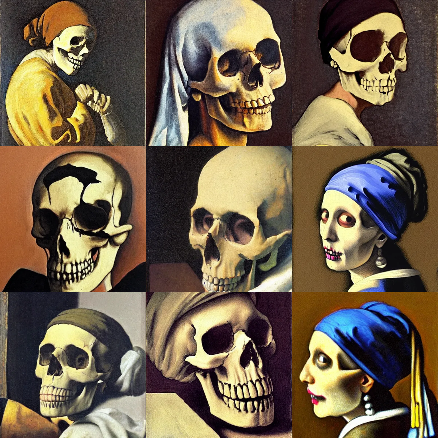 Prompt: skull in the style of vermeer