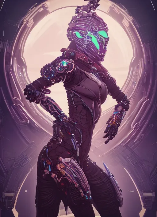 Image similar to symmetry!! portrait of cyberpunk alien empress in the style of horizon zero dawn, machine face, intricate, elegant, highly detailed, digital painting, artstation, concept art, smooth, sharp focus, illustration, art by artgerm and greg rutkowski and alphonse mucha, 8 k