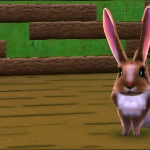 Image similar to a rabbit in the video game Sims 1