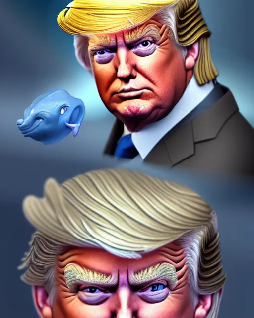 Prompt: character concept art of donald trump as poseidon | cute - fine face, pretty face, realistic shaded perfect face, fine details by stanley artgerm lau, wlop, rossdraws, james jean, andrei riabovitchev, marc simonetti, and sakimichan, tranding on artstation