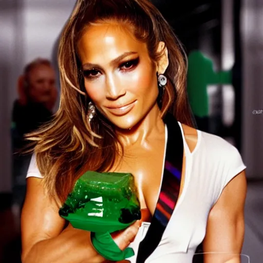 Prompt: j - lo made of jell - o