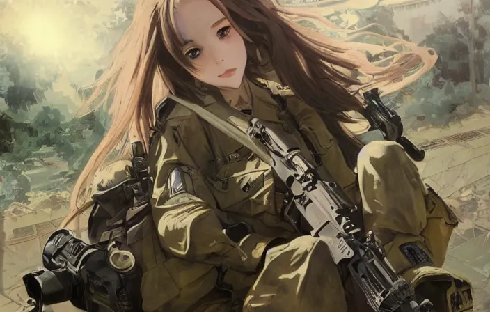Prompt: war movie scene, squad, infantry girls, anime style, long hair, hair down, symmetrical facial features, explosions, wallpaper, from girls frontline, hyper realistic, pale skin, rule of thirds, extreme detail, 4 k, detailed drawing, trending artstation, hd, trading card, by alphonse mucha, greg rutkowski, backlit