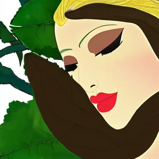 Image similar to sleeping beauty, face close up, amazing art style