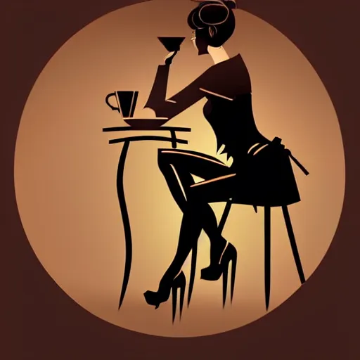 Prompt: silhouette of a cup of coffe illustration, vector art style, medium shot, intricate, elegant, highly detailed, digital art, ffffound, art by ilya kuvshinov and hajime sorayama