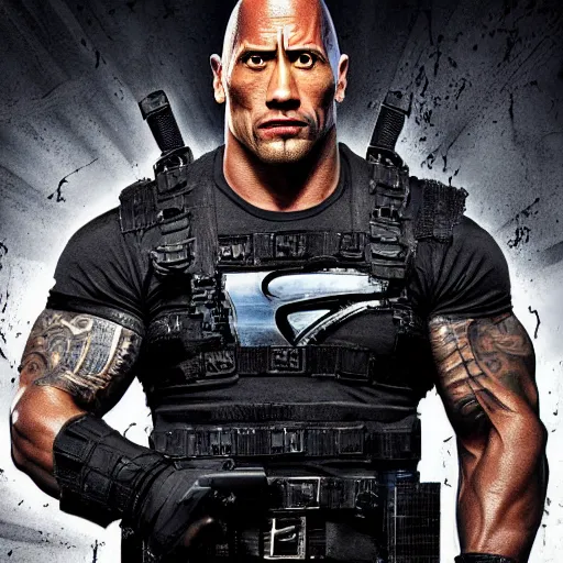 Image similar to Dwayne Johnson in the punisher digital art 4k detailed super realistic