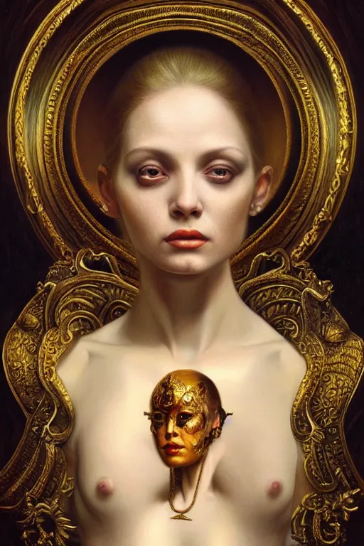 Prompt: hyper realistic painting portrait of riae, occult diagram, elaborate details, detailed face, intrincate ornaments, gold decoration, occult art, oil painting, art noveau, in the style of roberto ferri, gustav moreau, david kassan, bussiere, saturno butto, boris vallejo