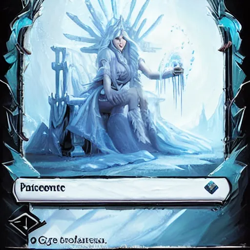 Image similar to ice queen sitting on the ice throne, epic fantasy style, in the style of Greg Rutkowski, hearthstone artwork