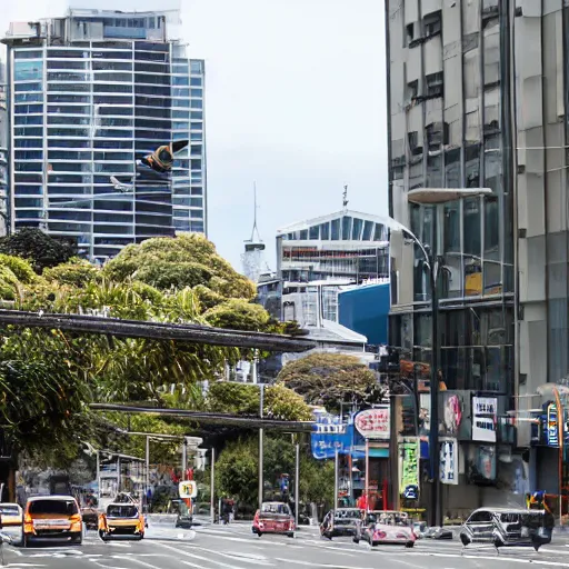 Image similar to Auckland City being taken over by giant bees