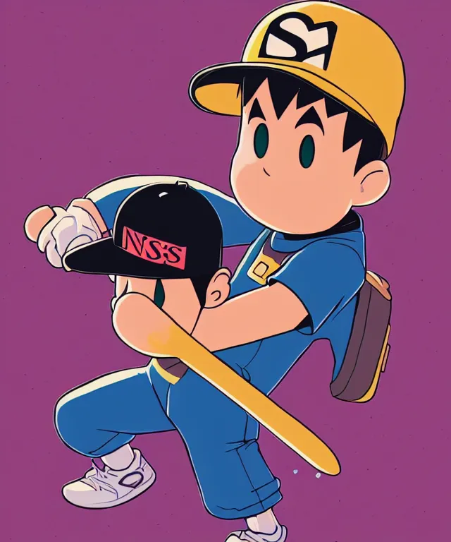 Prompt: ness from earthbound in the art style of dan mumford, crisp 8 k line art, digital painting, artstation, concept art, matte, sharp focus, hyper realistic lighting, illustration