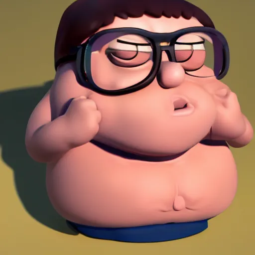 Prompt: 3 d ray traced rendering of peter griffin. 8 k, subsurface scattering, 4 0 0 0 samples, denoised