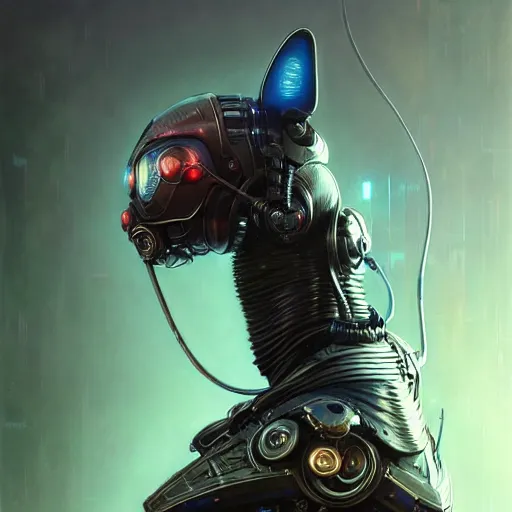 Prompt: low angle shot of a cyberpunk cat robot character, intricate, elegant, highly detailed, centered, digital painting, artstation, concept art, smooth, sharp focus, illustration, artgerm, Tomasz Alen Kopera, Peter Mohrbacher, donato giancola, Joseph Christian Leyendecker, WLOP, Boris Vallejo