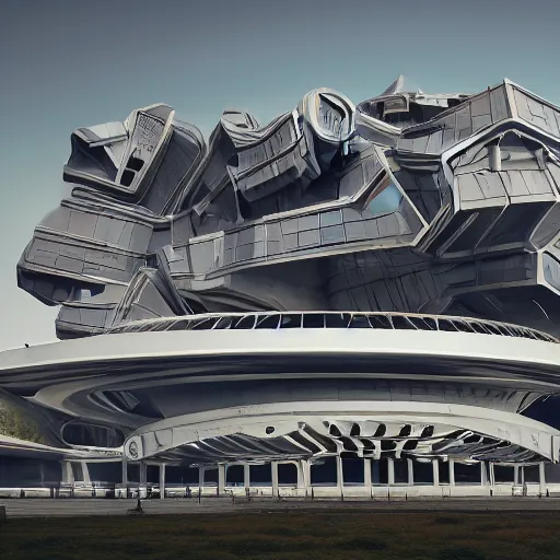 Image similar to sci-fi organic brutalism speed dynamic o x u shape wall structure on the coronation of napoleon painting and digital screen billboard in the middle, unreal engine 5, keyshot, octane, artstation trending, ultra high detail, ultra realistic, cinematic, 8k, 16k, in style of zaha hadid, in style of photogrammetry point cloud, in plastic,dark, tilt shift,