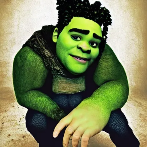 Prompt: the weeknd as shrek