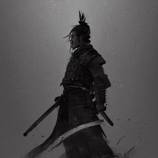 Prompt: a side view of a samurai,dramatic,night time,digital art,detailed,art by greg rutkowski,trensing on deviantart