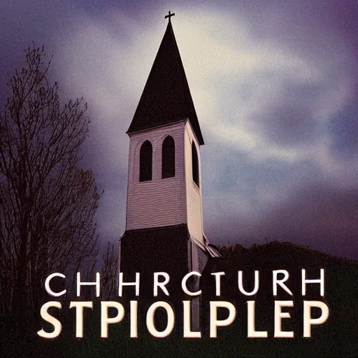 Prompt: church steeple album cover, poster art, cover art