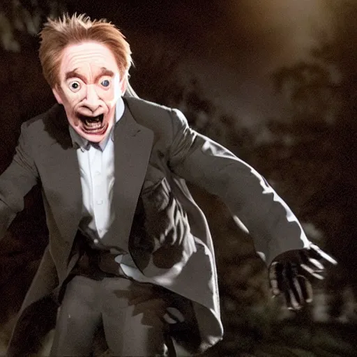 Image similar to martin short under a full moon transforming into a werewolf, his face contorts in pain as his body changes into a beast cinematic dramatic lighting award winning scene