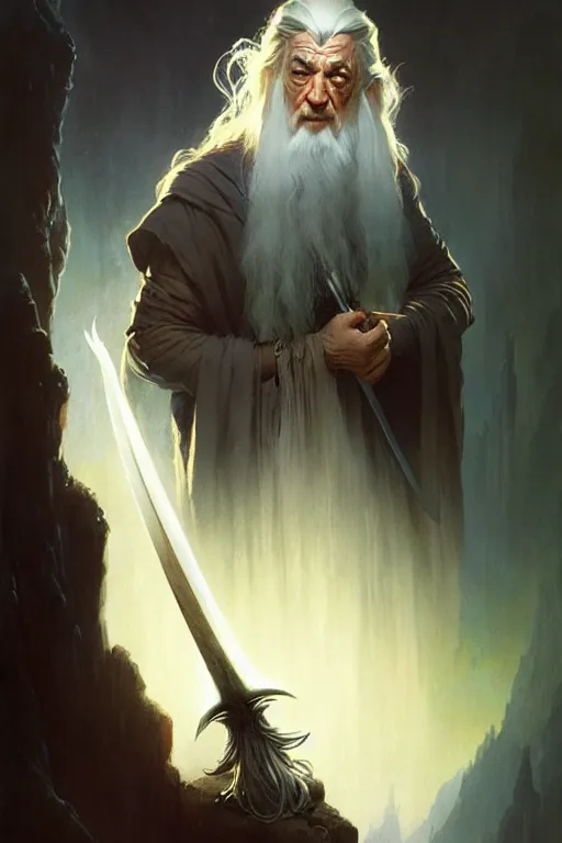 Image similar to gandalf by bayard wu, anna podedworna, gaston bussiere, greg rutkowski