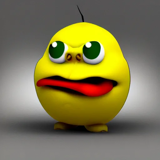 Image similar to an angry lemon, character 3 d render