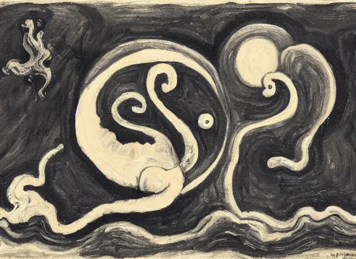 Prompt: a snail on the beach under the moon, by chaim soutine, by mc escher,