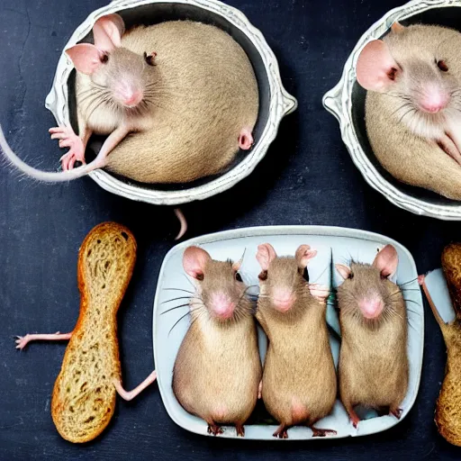 Image similar to very delicious friend rats, served with bread