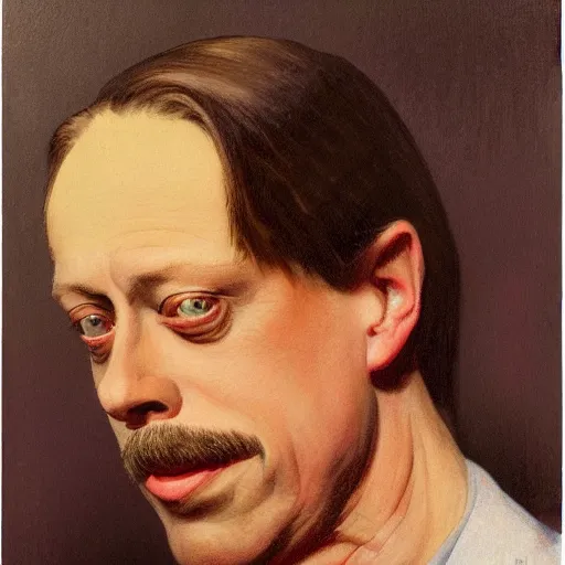 Prompt: realistic portrait of steve buscemi, detailed art by maxfield parrish and jessie willcox smith, illustration style, brandywine school, acrylic paints