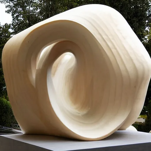 Image similar to A installation art. A rip in spacetime. Did this device in her hand open a portal to another dimension or reality?! alabaster, chestnut by Frank Gehry curvaceous