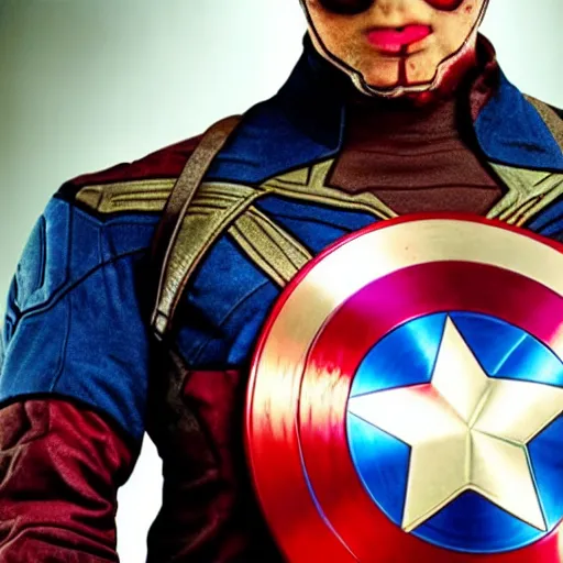 Prompt: film still of Zombie Captain America