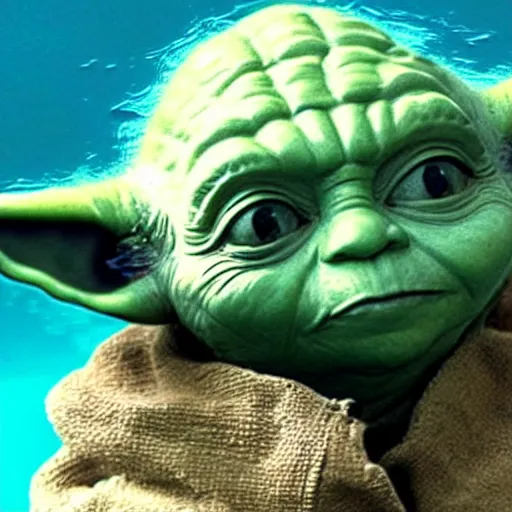 Image similar to yoda swimming under water