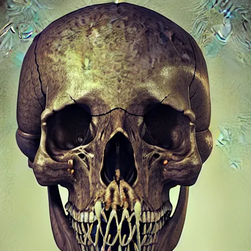 Image similar to portrait_of_a_melting_skull._intricate_abstract._intricate_artwork._by_Tooth_Wu_wlop_beeple_dan_mumford._octane_render_trending_on_artstat