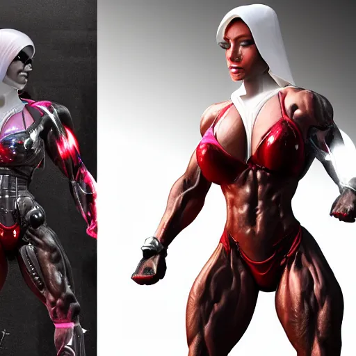 Image similar to sith lord, female, body builder, cyborg, high detail, tiny