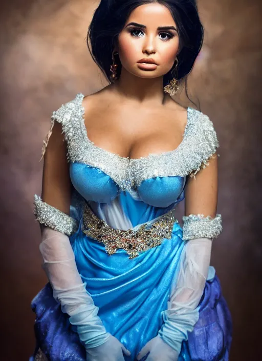 Image similar to portrait of demi rose as princess jasmine, by charlotte grimm, natural light, detailed face, beautiful features, symmetrical, canon eos c 3 0 0, ƒ 1. 8, 3 5 mm, 8 k, medium - format print, half body shot