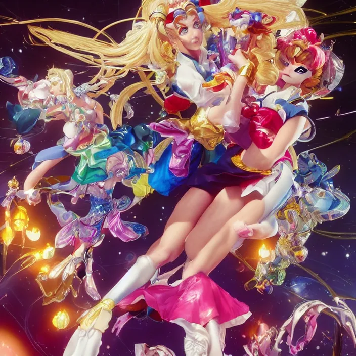 Image similar to jeff koons style sailor moon, ultra realistic, concept art, intricate details, serious, highly detailed, photorealistic, octane render, 8 k, unreal engine, art by todd mcfarlane and artgerm and greg rutkowski and alphonse mucha