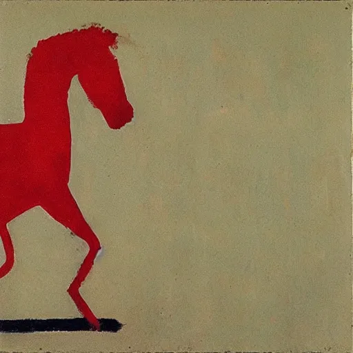 Prompt: “red horse by Bill Traylor, part by georg bazelitz”