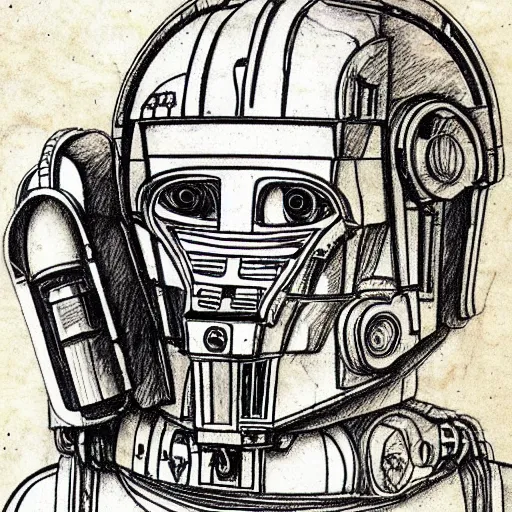 Image similar to sketch of c - 3 p 0 by leonardo da vinci